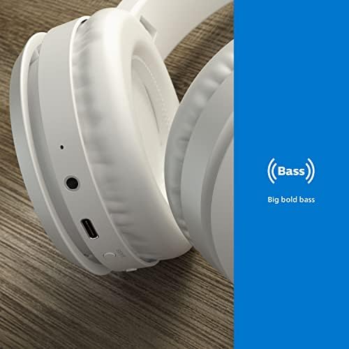 Безжични слушалки в ушите PHILIPS H5205 с 40-мм драйвери, лесна Мека лента за глава, бял