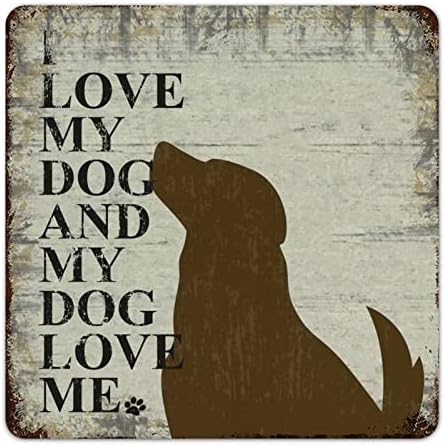 Alioyoit Забавно Метални Табели с Кучешка знак Аз обичам Кучето си, и Кучето Ми ме Обича, Закачалка за домашни любимци, Метален Принт, Стенен Декор за градината, Човек, П?