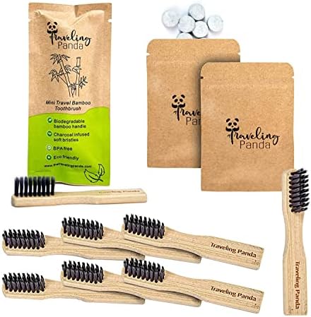Комплект бамбукови Четка за зъби Traveling Panda Mini Travel с 2 Зубными Четки с мек косъм и хапчета паста