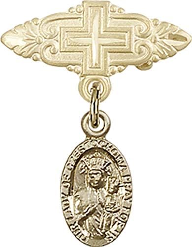 Детски икона Jewels Мания за талисман на Дева мария Ченстоховской и игла за икона с Кръст | Детски икона от 14-каратово