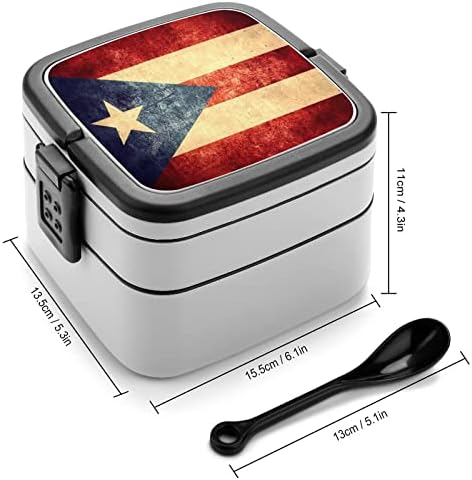 Ретро Флаг Пуерто Рико Забавен Контейнер за Обяд All in One Bento Box с Лъжица за Пътуване, на Работа, на Пикник