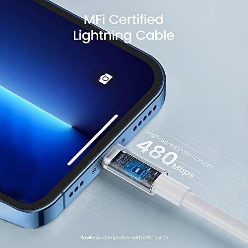Комплект зарядни устройства USB C с мощност 65 W, Бързо зарядно устройство AOHI Magcube 65 W PD с USB кабел C-Lightning за iPhone 13 (3 фута, сертифициран Пфи), iPhone 13/13 Pro /12/Pro/Mini