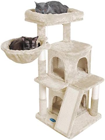 Мулти-мебели за етажната собственост Hey-brother от Котешки дърво с Вързана Сизалем Когтеточками за котенца, котки и домашни животни, Бежов цвят MPJ004M