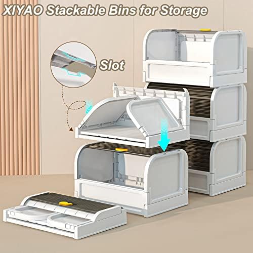 Штабелируемые Пластмасови чекмеджета за съхранение на XIYAO с панти като, Сгъваема кутия за съхранение с шут на покрива,