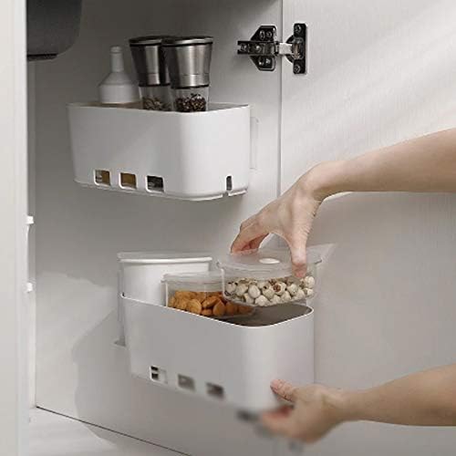 XJJZS Кухненски Кутия За Съхранение Под Мивката Без Перфорация, с монтиран на стената Висящ Органайзер Кутия Пластмасови