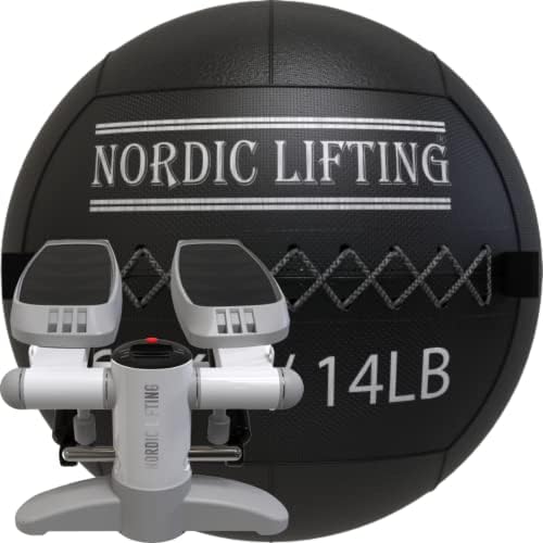 Nordic Lifting Wall Ball тегло 14 кг, в Комплект с мини-Степпером - Бяло-Сив
