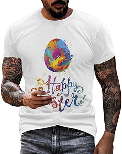 2023 Нова Мъжки Великден Модни и Ежедневни Тениска с Цифрово 3D Принтом, Кръгло деколте и Къси Ръкави, Мъжки Ризи