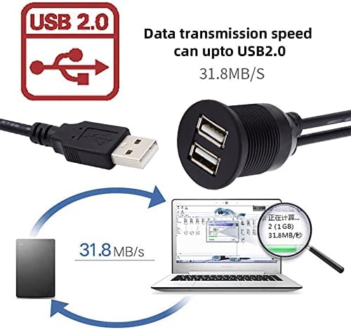 Cablecc Водоустойчив, Прахоустойчив 480 Mbit/с USB2.0 Тип-A от мъжете преди Две Жени Hub удължителен кабел захранващ