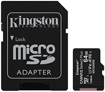 Kingston 64GB microSDXC Платно Go Plus 170 MB/s За четене на карти с памет UHS-I, C10, U3, V30, A2/A1 + адаптер (SDCG3/64GBET)
