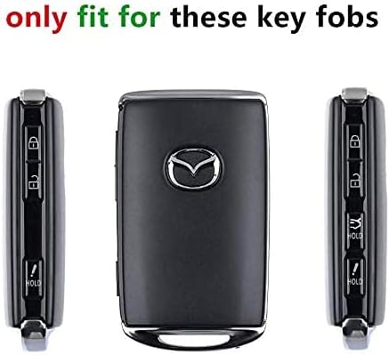 Калъф-хастар Saimui Smart Key Fob с кожен държач за ключове, съвместим с Mazda 3 2019-2022, Mazda 3 Хечбек, 2020-2022 Mazda
