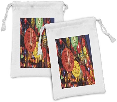 Комплект от 2 Чанти от народната тъкан Ambesonne, за Честването на Международния Китайската Нова Година, Култура на местните хора от Хонг конг, Корея, Малка Чанта на съвс