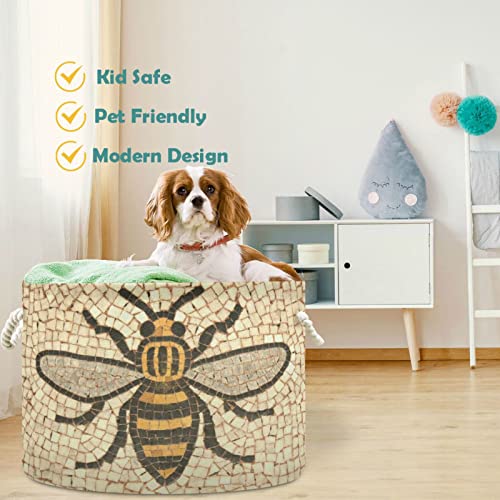 visesunny Кошници за бельо с Мозайки Manchester Bee, Текстилен Кутия За Съхранение, Сгъваема Кошница За Съхранение