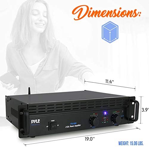 Усилвател Pyle Professional Audio Bluetooth - 2-Канален с възможност за свързване в багажник, led индикатори,