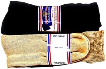 Мъжки Диабет чорапи 13-15 размер, Черни, Кафяви, Тъмно сини и Бели, 12 Двойки на Цветовата гама