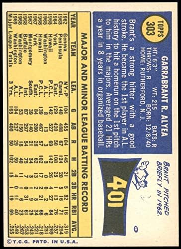 1970 Topps # 303 КАР Брант Цветан Вашингтон Сенатърс (Бейзболна картичка) (бейзбол в анимационния филм на заден ход) VG Senators