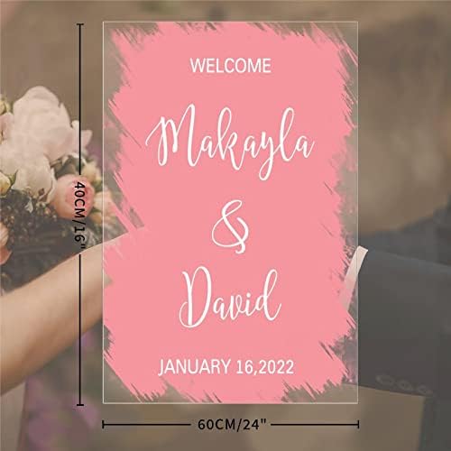 Розова Четка Рисува Романтичен, Артистичен Шрифт Персонализирани Името на Сватбени добре дошли Знаци за Поздрав