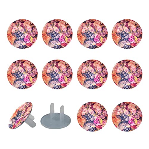 Капачки за контакти с цветен модел във формата на цвете рози 12 бр. - Защитни капачки за контакти, за деца – здрави