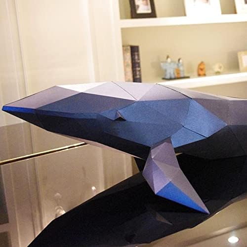 Форма на Кит Творческа Хартиена Скулптура 3D Оригами Пъзел Ръчно изработени Книжен Геометричен Модел на Хартиен Трофей