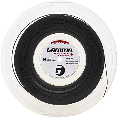 Gamma Sports Синтетична Чревната сонда за тенис на струните Wearguard, Черна, 660' / 16g