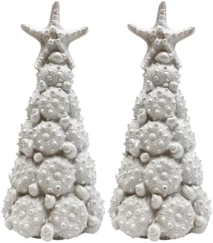 Крайбрежната Коледно дърво от раковини, Направени от бели раковини и корали, морски звезди, Настолни Декорации от