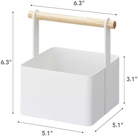 Кошница за съхранение на Yamazaki Home Tosca - Органайзер С дървена дръжка - Малка - Стомана + Дърво -