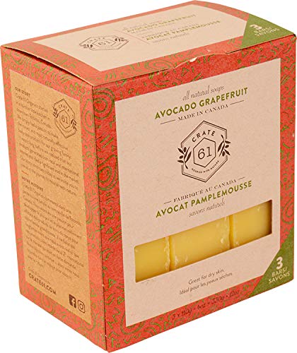 Кутия 61, Веганское Естествен Сапун, Авокадо, Грейпфрут, 3 опаковане, ръчно изработени Сапуни С Етерични масла
