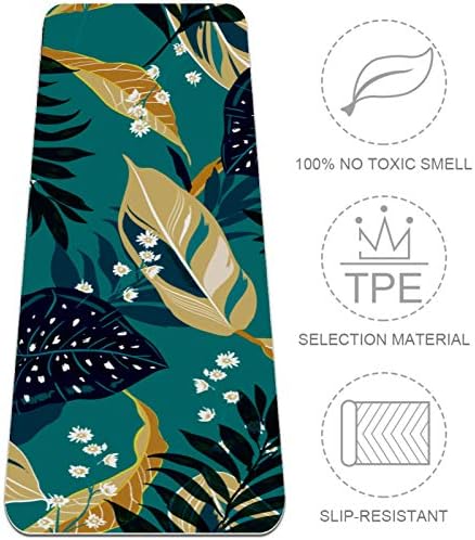 Тропическо Растение Със Зелени Листа, Еко-килимче За Йога, 6 мм Дизайн на Принт, Нескользящий Подложка За упражнения и