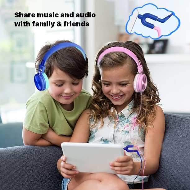 ADOOPE [2 ОПАКОВКИ на Детски слушалки с микрофони с ограничение на силата на звука 91 db, предназначени за момичета и момчета,