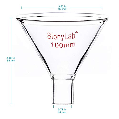 Стъклена Фуния Прах stonylab, Толстостенная Фуния Borosilicate на стъкла с Къса ос, диаметър на върха 100 мм, прът 22 мм