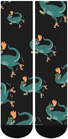 Чорапи за екипажа с Динозавром WEEDKEYCAT на Ролкови Кънки, Нестандартен, Забавен Графичен Принт, Ежедневни Чорапи със Средна Дебелина, за Пролетта, Есента и Зимата