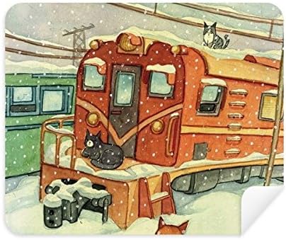 Miaoji Снимка на Котка Зимата Снежна Влак Плат За Почистване на Екрана за Пречистване на 2 елемента Замшевой Тъкан