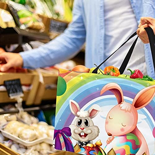 50Л Чанти за пазаруване Великденски Яйца, Зайци на Дъгата Плаващи Балони Сгъваема Кутия За Покупки на Продукта