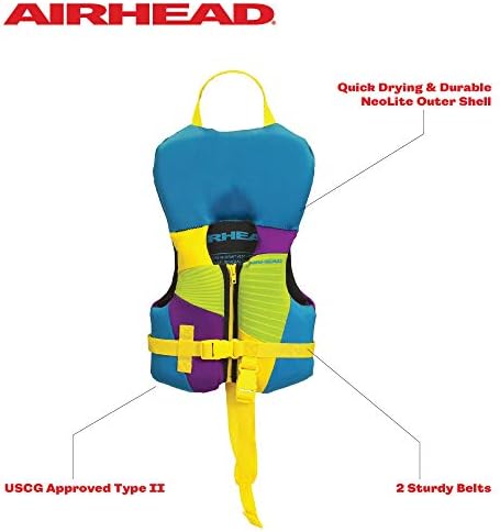 Спасителна жилетка Airhead GNAR за деца и бебета Kwik-Dry Neolite Flex, Одобрен от бреговата охрана на САЩ