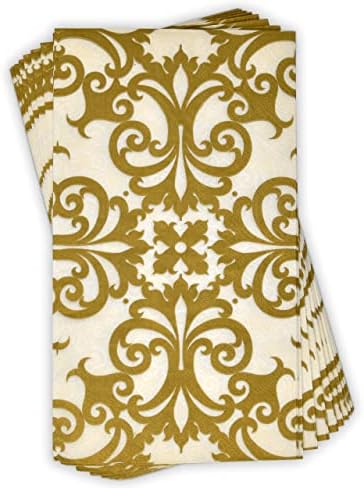 Кърпички за Гостите От Фолио, в стил барок от 100 Злато, Декоративни Кърпи За Ръце, 3-Слойна за Еднократна употреба
