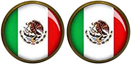 Обеци-Карамфил с Мексиканския Флаг - Антични Бронзови Обеци