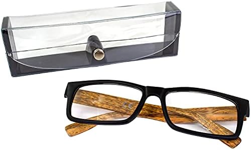 2 Чифта очила за четене Global Vision Wood Премиум-клас с черна Рамка от поликарбонат с Черни и кафяви Дужками под едно