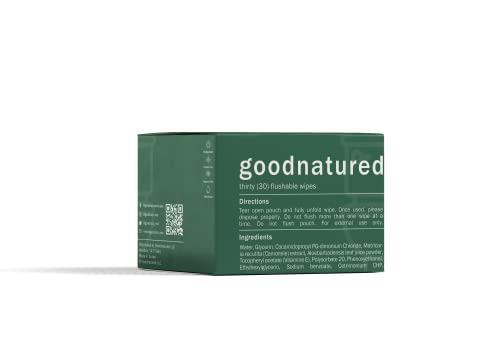 Смываемые кърпички Goodnatured 30 Count с алое Вера и витамин е, Без мирис, не е алергичен, биоразградим, не са токсични, екологично чисти, не съдържат алкохол (30 броя)