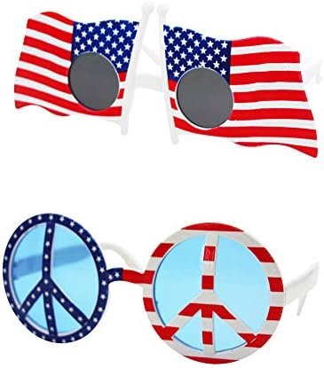 TD.IVES Очила с флага на сащ, Слънчеви очила за Патриотична партита в САЩ, Празнични слънчеви очила, подпори за парти (6 опаковки)