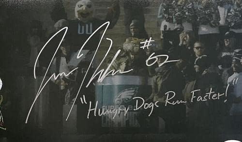 Джейсън Келс Подписа Снимка Изпълнения 16x20 Орли SB Гладни Кучета, които Бягат по-бързо! Insc JSA - Снимки NFL с автограф