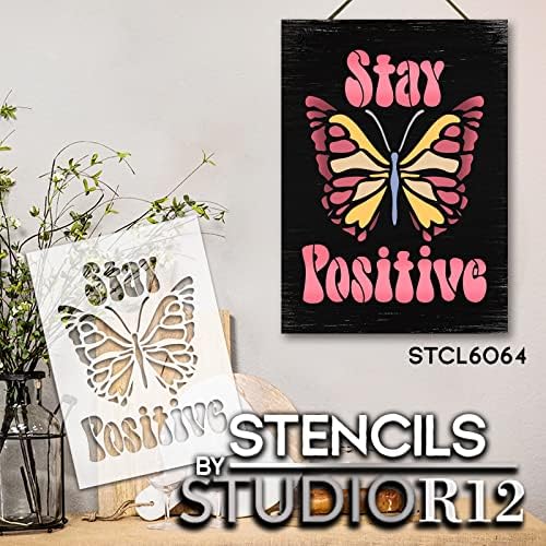 Останете позитивни с трафаретом пеперуди от StudioR12 | Направи си сам Декорация за дома в стил Бохо | Draw Вдъхновяваща Дървена