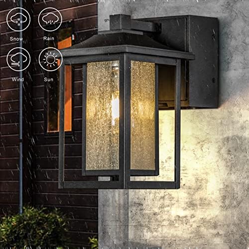 ALOADECOR 1 Лампа, Черен, с датчик от здрач до Зори, Уличен Монтиране на Фенер, Каретные стенни лампи, лампа със стъкло