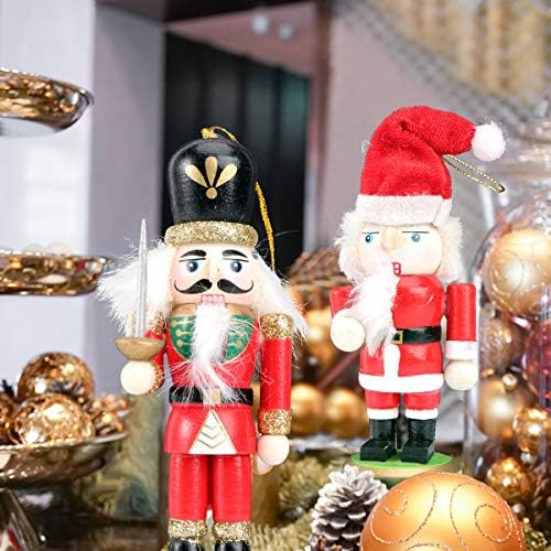 3шт Дървени Кукли Лешникотрошачката Декори Коледни Изделия Лешникотрошачката (Случаен Стил) Коледна украса