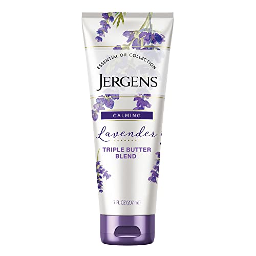 Лосион за тяло и ръце Jergens Lavender Body Butter, Овлажняващ крем за жени, 7 течни унции (опаковка от 1 броя), с етерични
