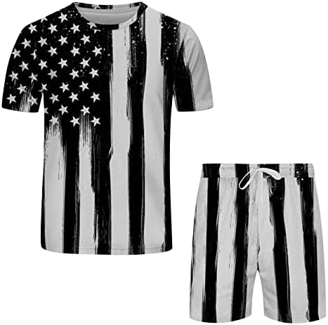 Bmisegm Лятна Мъжка Тениска С Флага на Деня на Независимостта, Пролетно-Летен Спортен Костюм за Почивка, Удобен Смокинг за Мъжете