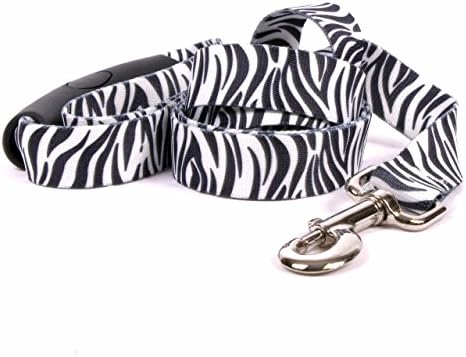 Каишка за кучета Yellow Dog Design Zebra Black EZ-Grip-с удобна дръжка-Голям размер - 1 инч височина и 5 фута (60