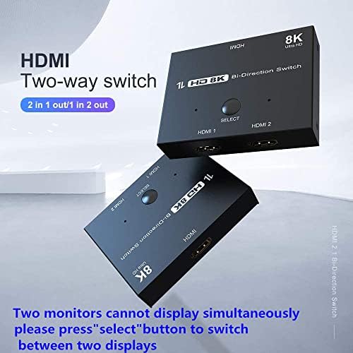 CABLEDECONN HDMI 2.1 Ultra 8K HD Двупосочен превключвател 8K @ 60Hz 4K @ 120Hz 1in 2out 2in 1out Високоскоростен сплитер