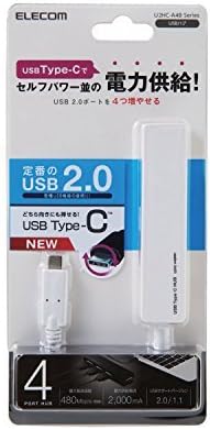 Хъб ELECOM USB2.0 Type-C с 4 порта шина за хранене [Бял] U2HC-A4BWH (внос от Япония)