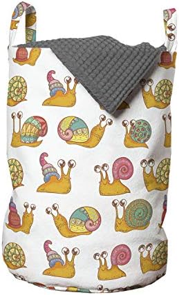 Чанта за дрехи под формата на Охлюв Ambesonne, Цветни Декоративни Непрекъснат Cartoony Фигура Градински насекоми-Миди,