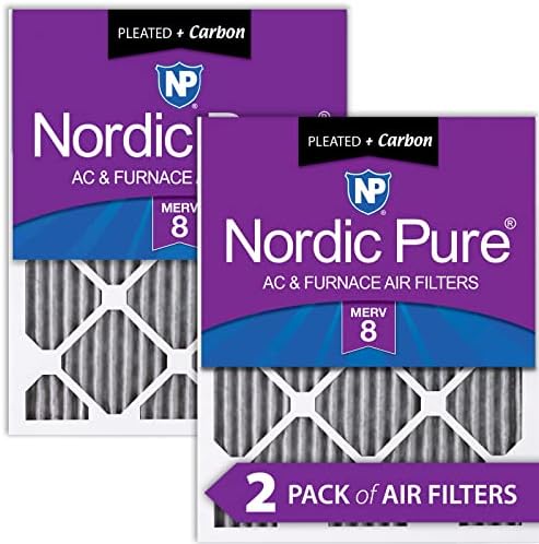 Nordic Pure 25x25x1 MERV 8 Плиссированных Плюс Карбонови Въздушни филтри за печки ac 2 Опаковки