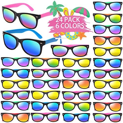Детски слънчеви очила на Едро за партита за деца 4-8-12 години, 24 опаковки, неонови надписи, слънчеви очила стил 80-те години